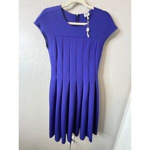 NWT Armani Collezioni Dress Women's Purple‎ Pleated Short Sleeve Made in Italy